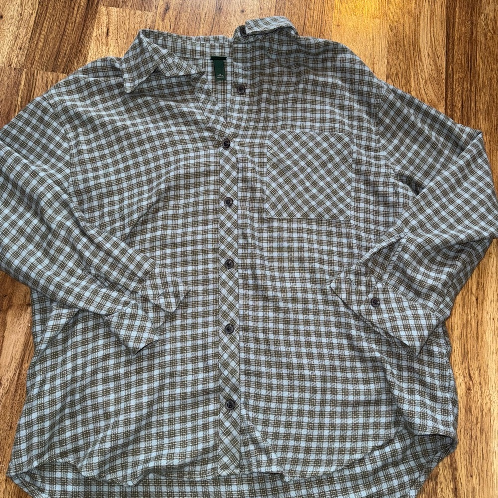 Men's Blue and Brown Checkered Shirt